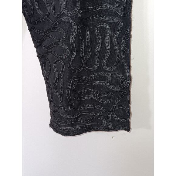 LAURA ASHLEY Black Jacket Top Semi Sheer Abstract Zip Up Blouse 1X Texture - Picture 5 of 14